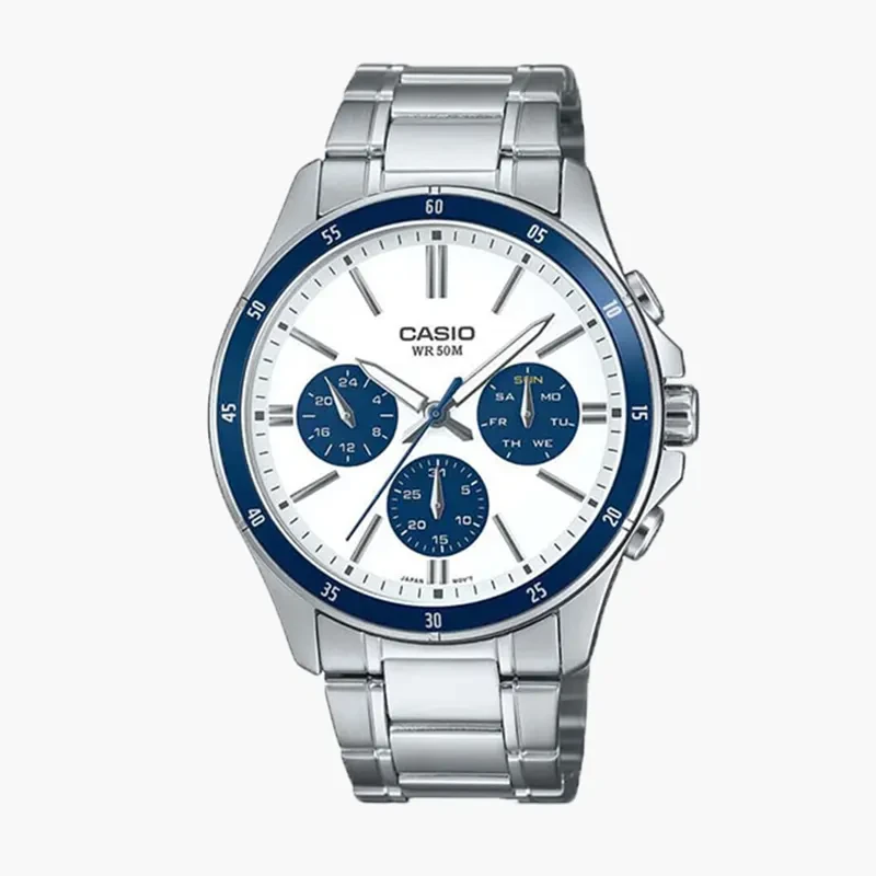 Casio Japan Quartz Enticer White Dial Men's Watch- MTP-1374D-7A2